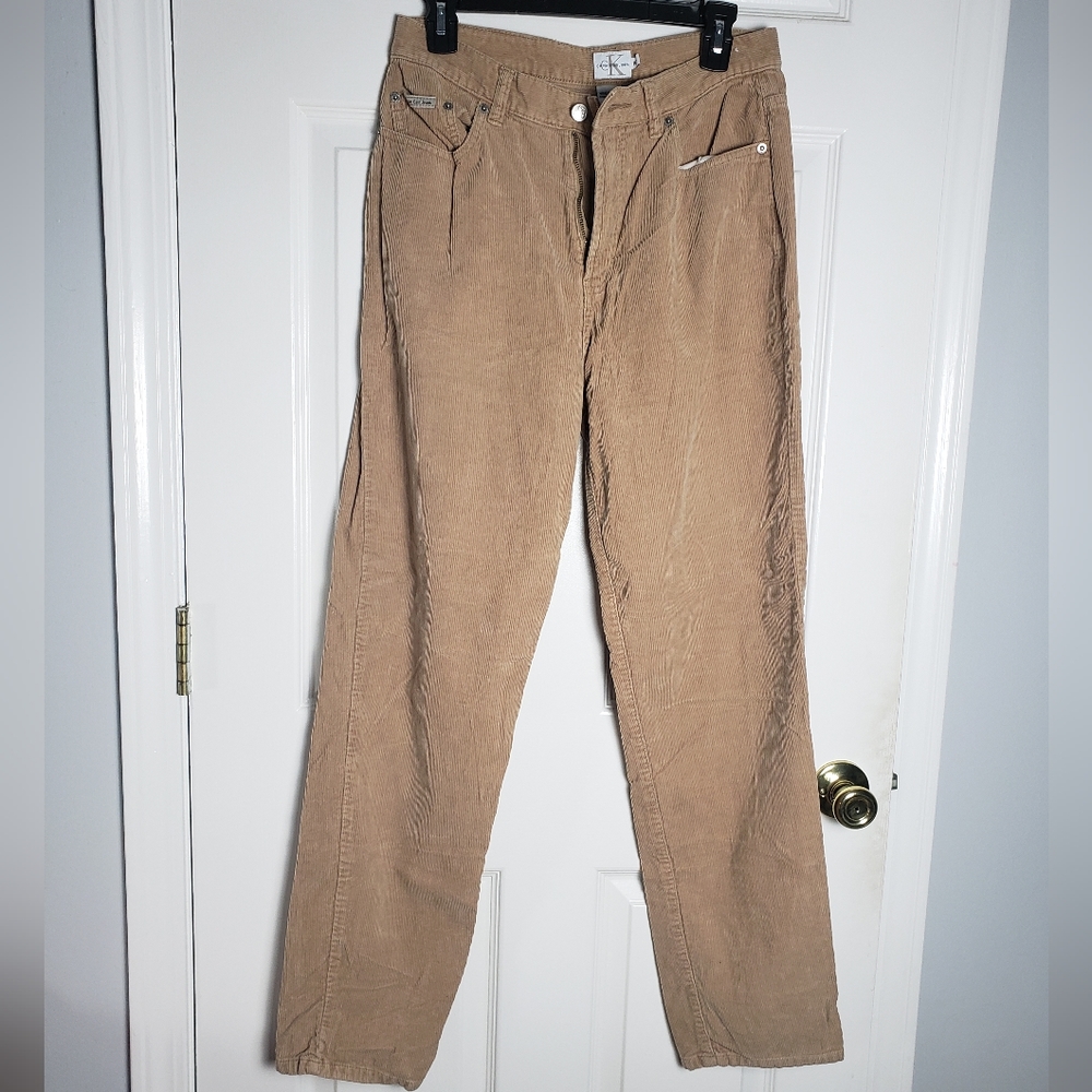 Calvin Klien Tan Corduroy High Rise Straight Leg Pants
